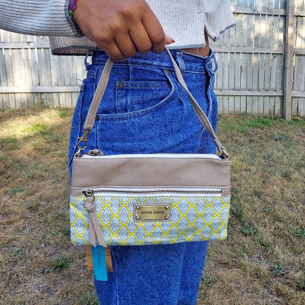 Beige and Yellow Leather Anna Nova Clutch/Wristlet